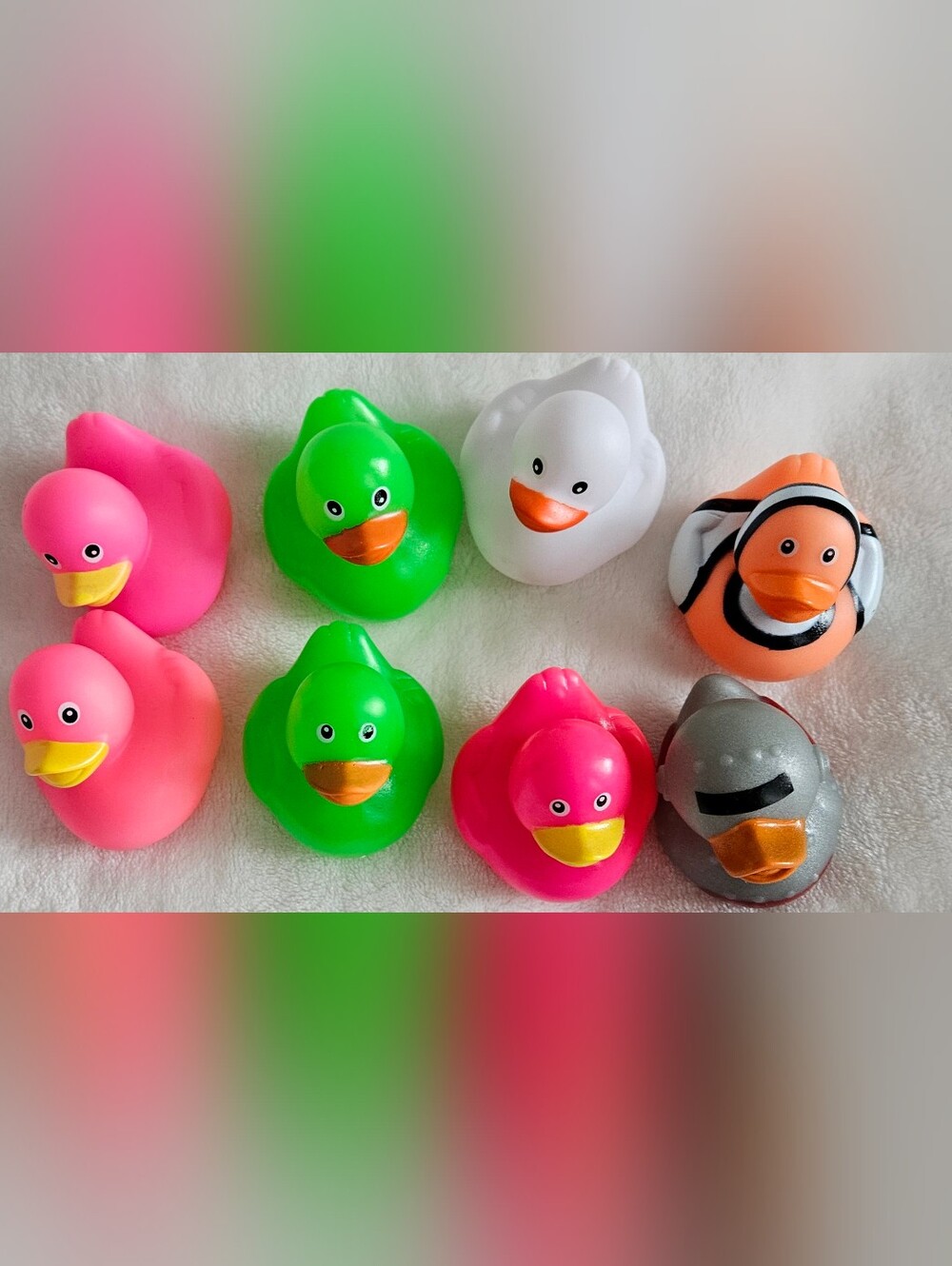 Bright Bath Duck Toy Set - Pink, Green, White. Small. NWOT.